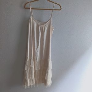 Blush tiered lace midi dress